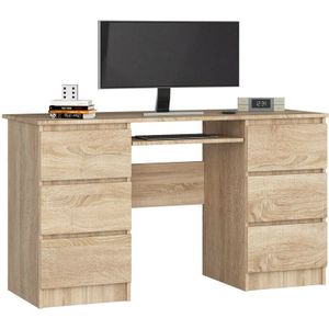 Akord - PC-Schreibtisch A11 in der Farbe Sonoma-Eiche mit 6 Schubladen B135 x H77 x T50 cm