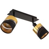 Deckenleuchte Deckenlampe Wohnzimmerlampe Metall Schwarz-matt Gold 2 Flammig