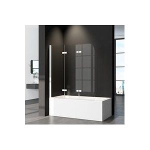 Boromal - Duschwand für Badewanne 120 x 140 cm 3-teilig Faltbar, Weiß Duschabtrennung Badewannenaufsatz aus 5mm esg Sicherheitsglas mit Nano