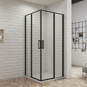 80x90x185cm Schwarz Duschtür Duschkabine Nischentür Duschabtrennung 6mm ESG NANO