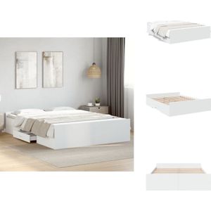 Vidaxl - Bettgestell mit Schubladen Weiß 140x200 cm Holzwerkstoff - Bettesrahmen - Doppelbett - Holzbettfundament - Schubladenschrank - Weißer Schrank