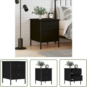 Nachttisch Schwarz 40x42x50 cm Holzwerkstoff - Industrielles Design - Nachttisch - Wohnzimmermöbel - Holzwerkstoff - Metallgestell - The Living Store