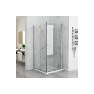 Lisa - Duschkabine Falttür Eckeinstieg Duschabtrennung esg Nano Glas, Doppeltür 120x80x185cm