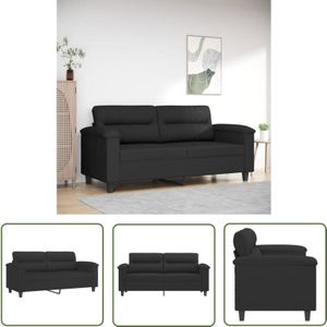 The Living Store - 2-Sitzer-Sofa Schwarz 140 cm Mikrofasergewebe - Couch - 2-Sitzer Sofa - Wohncouch - Microfaser Sofa - Schwarzes Sofa