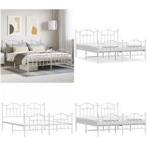Vidaxl - Bettgestell mit Kopf- und Fußteil Metall Weiß 180x200 cm - Metallbett - Doppelbett - Boxspringbetten - Bettgestell - Weißes Bett - Home &