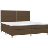 Jinlefu - Boxspringbett mit Matratze Dunkelbraun 200x200 cm Stoff vidaXL