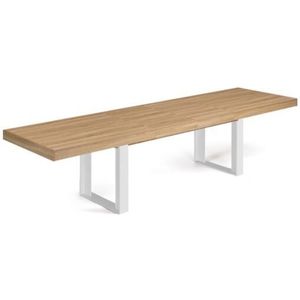 Idmarket - Ausziehbarer rechteckiger Esstisch phoenix 6-12 Personen Holz und Weiß 200-300 cm