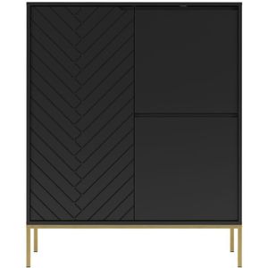 Kommode 102 cm breit in schwarz matt mit gefräster Front ANGERA-140