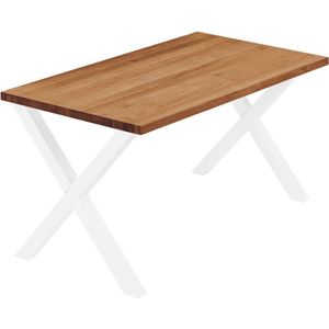 Lamo Manufaktur - Esstisch Küchentisch Schreibtisch Couchtisch aus Massivholz, 120x80x76 cm (AxBxH), Design, Dunkel / Weiss, LEG-01-A-004-9016D