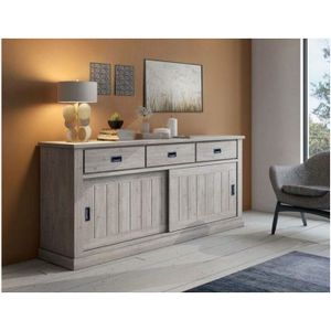 Sideboard mit 2 Türen, braune Farbe, 220 x 95 x 50 cm, Vintage-Stil - Dmora