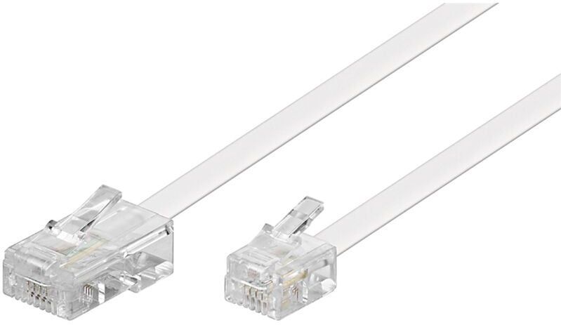 Telefonkabel (Modularkabel/Westernkabel), Kupferkaschierter Aluminiumleiter (cca), RJ45-Stecker (8P4C) RJ11/RJ14-Stecker (6P4C). Kabellänge 10 m