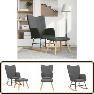 Vidaxl - Schaukelsessel mit Hocker Dunkelgrau Stoff - Schaukelstuhl - Relaxsessel - Lounge Chair - Esszimmerstuhl - Wohnzimmerstuhl