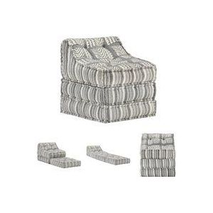 The Living Store Modularer Pouf Grau Gestreift Stoff - Sitzsack - Lounge Chair - Modulares Sofa - Wohnaccessoire - Couchtisch