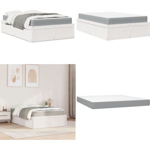 Vidaxl - Bett mit Matratze Weiß 140x190 cm Massivholz Kiefer - Kiefernholzbette - Holzbetten - Doppelbett - Boxspringbett - Bettenrahmen - Home &