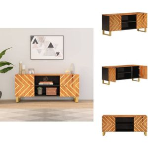 TV-Schrank Braun und Schwarz 105x33,5x46 cm Massivholz Mango - TV Schrank - Mangoholz - Wohnzimmermöbel - Fernseher Regal - Media Schrank