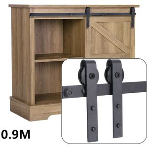 Schiebetürbeschlag j Formwalze Mini Schwerlast Schiebetürsystem Set für Schrank tv Ständer Schrank Schwarz 90cm