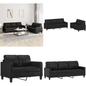 Vidaxl - 2-tlg. Sofagarnitur mit Kissen Schwarz Kunstleder - Couch - Sofa Garnitur - Wohnlandschaft - Ledercouch - Schwarzes Sofa - Home & Living