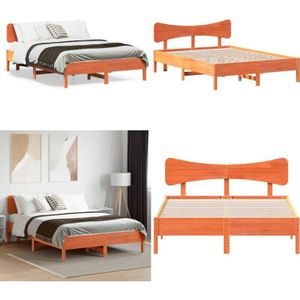 Massivholzbett ohne Matratze Wachsbraun 140x190 cm Kiefernholz - Vidaxl