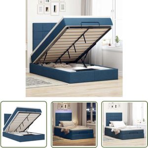 VidaXL Ottoman-Bett mit Matratze & LEDs Blau 120x200 cm Stoff