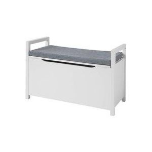 FSR76-W Truhenbank mit Sitzfläche Sitzbank mit Stauraum Sitztruhe mit Klappe Spieltruhe Belastbarkeit 120 kg Weiß bht ca.: 86x54x38cm - Sobuy