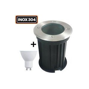 Europalamp - Bodeneinbaustrahler Rund Rund Edelstahl 304 Eterior IP65 + GU10 7W Glühlampe Neutralweiß 4500K