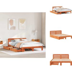 Vidaxl - Massivholzbett ohne Matratze Wachsbraun 140x190 cm Kiefernholz - Bettgestell - Bettrahmen - Schlafzimmermöbel - Bett
