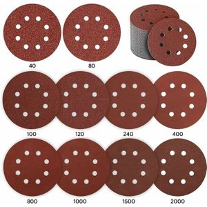 Schleifscheibe, 80 Stück 125 mm Schleifscheibe Schleifpapier Schleifscheibe für Exzenterschleifer 10 P40 / P80 / P100 / P120 / P240 / P400, 5 P800 /