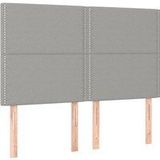 Led Kopfteil Hellgrau 144x5x118/128 cm Stoff Vidaxl