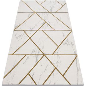 Exklusiv emerald Teppich 1012 glamour, stilvoll geometrisch Marmor creme / gold beige 80x150 cm