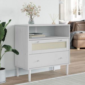 Sideboard senja Rattan-Optik Weiß 80x40x80 cm Kiefernholz