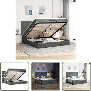 VidaXL Ottoman-Bett mit Matratze & LEDs Dunkelgrau 160x200 cm Stoff