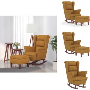 Vidaxl - Schaukelsessel und Hocker mit Holzbeinen Braun Samt - Samtsofa - Schaukelstuhl - Relaxsessel - Lounge Chair - Sessel Mit Hocker