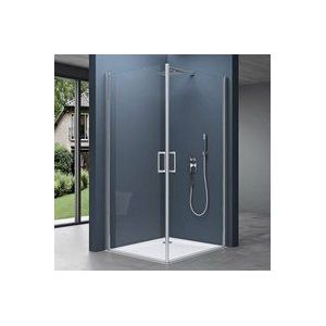 Doporro Eck-Duschkabine 100x80x195cm inklusive Duschwanne Duschabtrennung Hebe- und Senkmechanismus Eckdusche ESG-Sicherheitsglas Klarglas mit