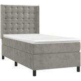 Jinlefu - Boxspringbett mit Matratze Hellgrau 90x200 cm Samt vidaXL