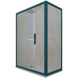 Forte - Eck-Duschkabine in pvc 70x120 Klarglas Grün Night Watch Deco Duo