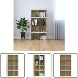 The Living Store - vidaXL Bücherregal/Sideboard Weiß Sonoma-Eiche 66×30×130 cm