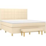 Vidaxl - Boxspringbett mit Matratze Creme 180x200 cm Stoff