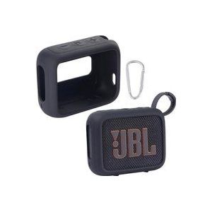 Für jbl Go 4 wasserdichte Bluetooth-Lautsprecher Silikon Schutzhülle, Tragbare Silikon Reisetasche mit Karabiner, Schutzhülle (Schwarz)