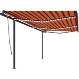 Automatische Markise mit led & Windsensor 6x3,5m Orange & Braun Vidaxl