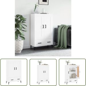 Highboard Weiß 69,5x31x115 cm Holzwerkstoff - Sideboard - Hochschrank - Wohnzimmermöbel - Weißer Schrank - Regal - The Living Store