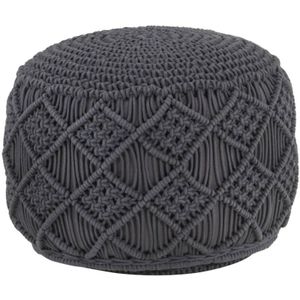 Makramee Sitzpuff Handgefertigt Anthrazit 45 x 30 cm Baumwolle vidaXL