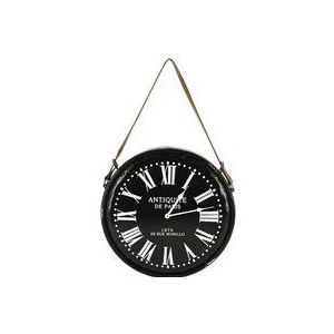 Wanduhr aus lackiertem schwarzem Metall 'Antiquités de Paris'