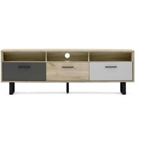 Webmarketpoint - TV-Ständer mit 3 Falttüren in Eiche und Grau, 160 x 35 x 53 cm