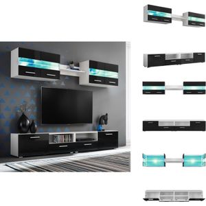 Vidaxl - TV-Wohnwand-Set 5-tlg. LED-Leuchten Hochglanz-Schwarz - TV-Wandboard - Fernsehschrank - Wohnzimmermöbel - Regal - Holzmöbel