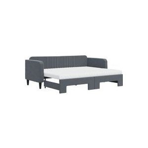 Vidaxl - Tagesbett Ausziehbar mit Matratzen Dunkelgrau 80x200 cm Samt