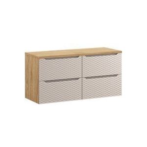 Waschtischunterschrank 120cm Elora mit 4 Schubladen, Beige und Holzoptik