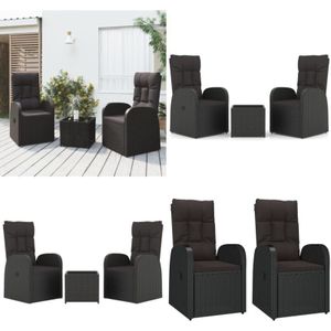 Vidaxl - 3-tlg. Garten-Lounge-Set Schwarz Poly Rattan & Stahl - Garten Lounge Set - Garten Lounge Sets - Home & Living - Schwarz