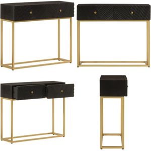 Vidaxl - Konsolentisch Schwarz 90x30x76 cm Massivholz Mango und Eisen - Holzschrank - Wohnzimmermöbel - Kommoden - Sideboard - Mangoholz Möbel - Home