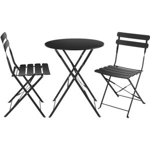 Runder Tisch mit Stühlen Rebecca Mobili Pequi 71x60x60 Stahl Schwarz Modern set 3 stk