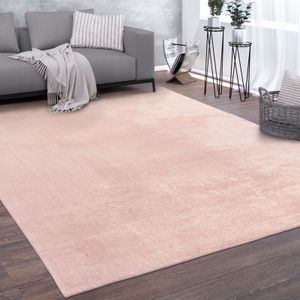 Teppich, Kurzflor-Teppich Für Wohnzimmer, Super Soft, Weich, Waschbar, In Rosa 200 cm Quadrat - Paco Home